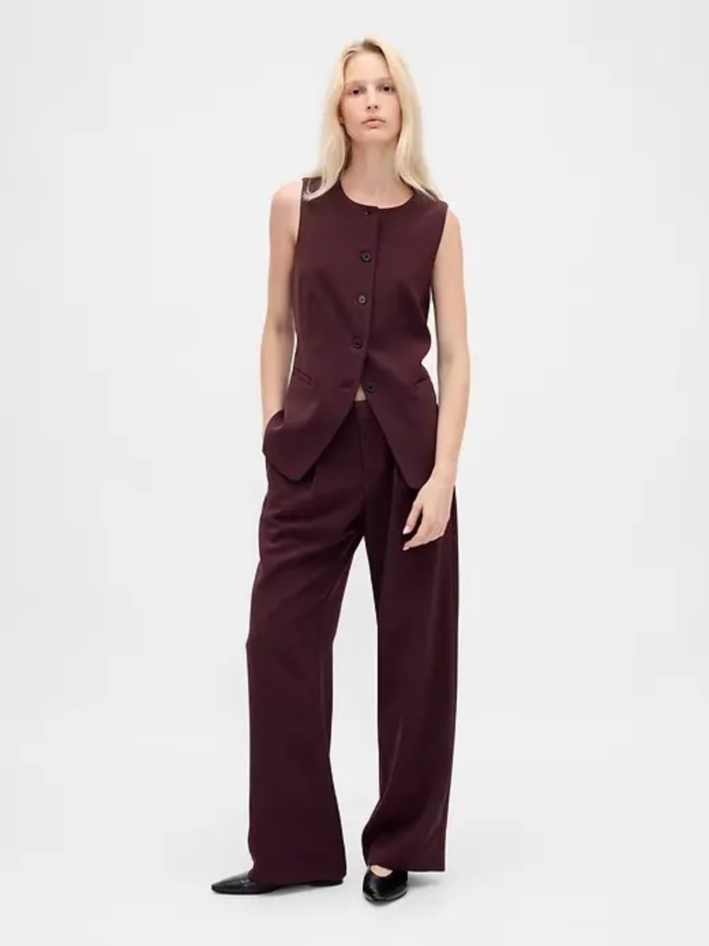 Gap High Neck Vest Top in Bordeaux Purple NWT